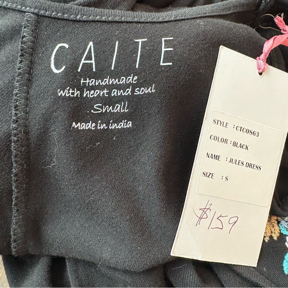 Anthropologie CAITE JULES Black Knit Embroidered Maxi High Low Dress! NEW! Sm - Picture 6 of 11